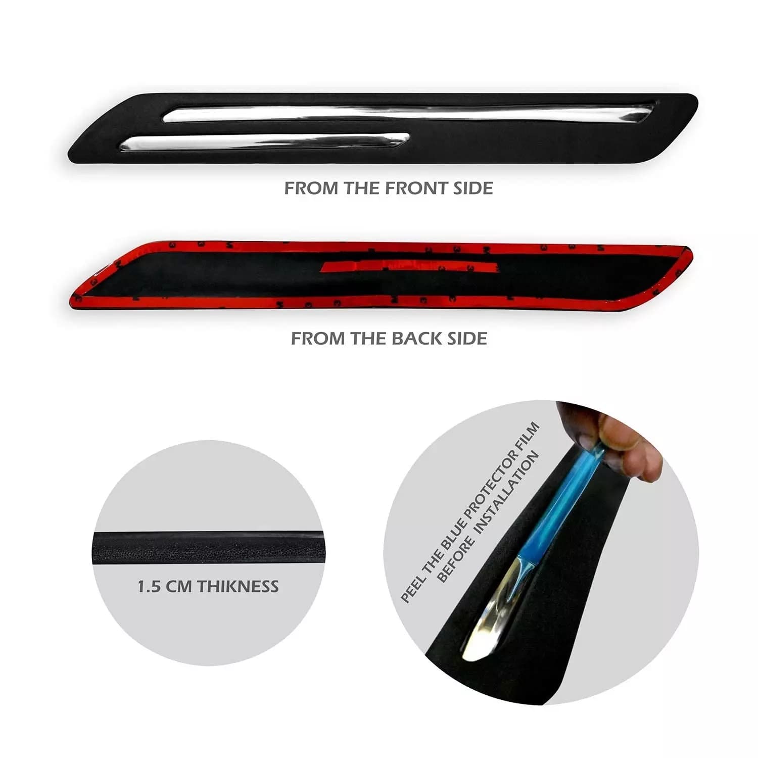Chrome Line Car Bumper Protector (Set Of 4) - 3