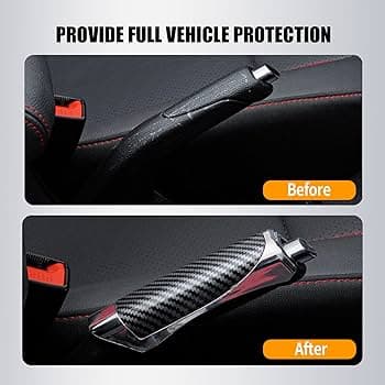 Premium Chrome Car Handbrake Cover with Carbon Fiber Finish - 2