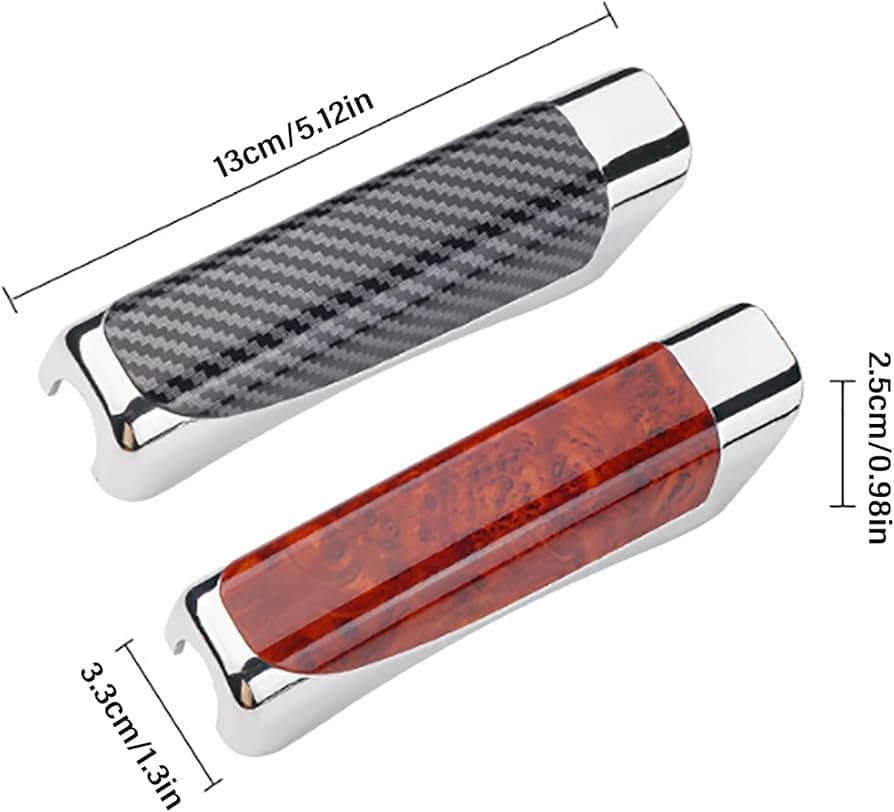 Premium Chrome Car Handbrake Cover with Carbon Fiber Finish - 3