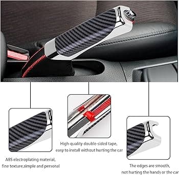 Premium Chrome Car Handbrake Cover with Carbon Fiber Finish - 4