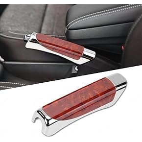 Premium Chrome Car Handbrake Cover with Wooden Finish - 1