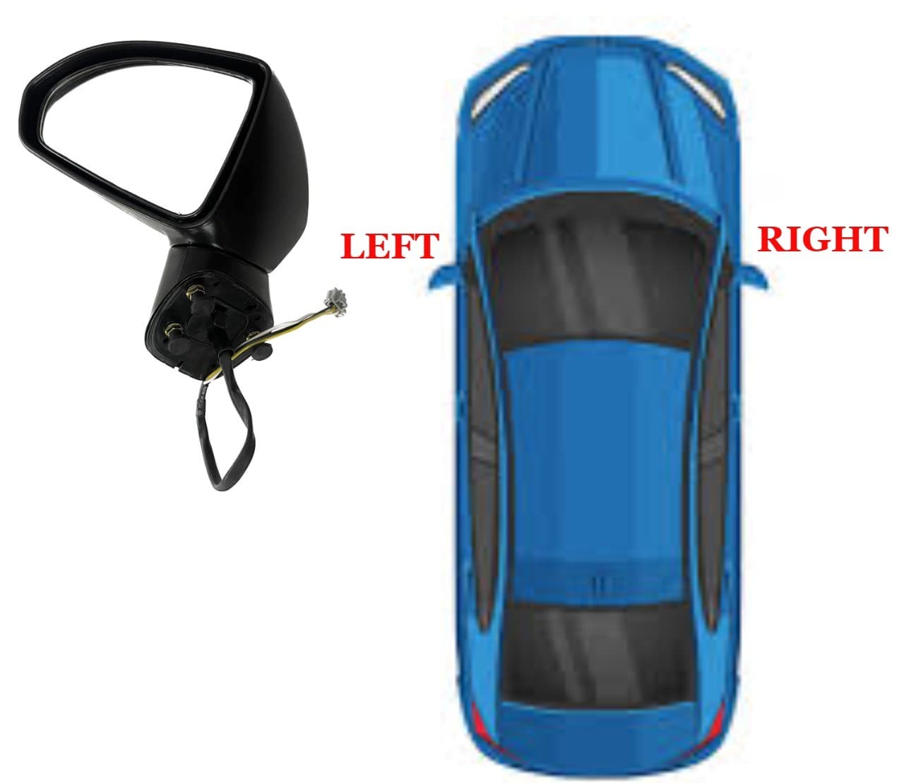 Honda City 2003–2005 Left Side Door Mirror Black - 3