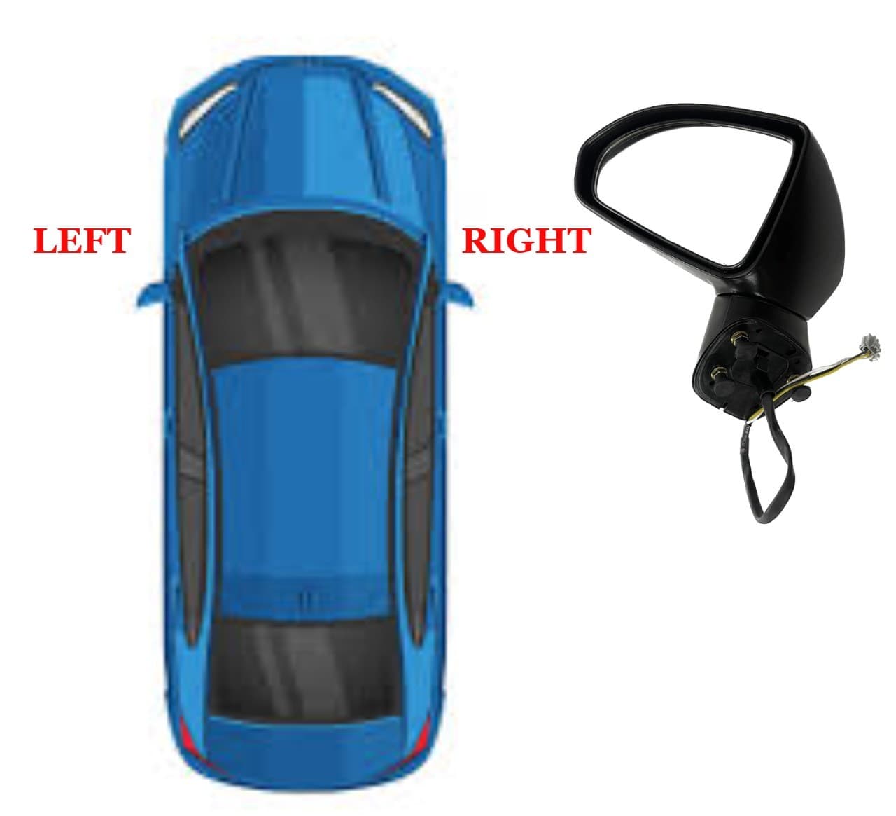 Honda City 2003–2005 Right Side Door Mirror Black - 3