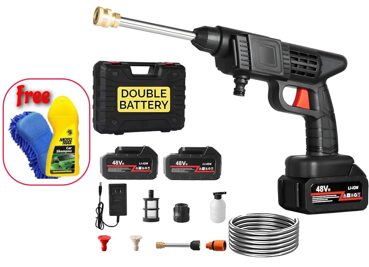 Cordless High-pressure Water Spray Gun–rechargeable Portable Car Washing Tool (duel Battery) - 1