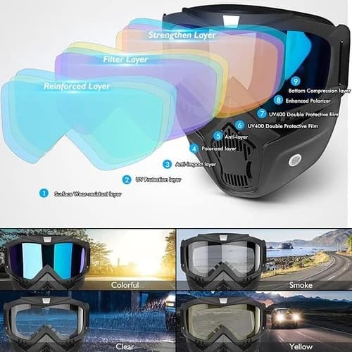 Bike Riding Goggles with Detachable Rainbow Visor – Anti-Scratch, UV Protection & Windproof Face Shield - 2