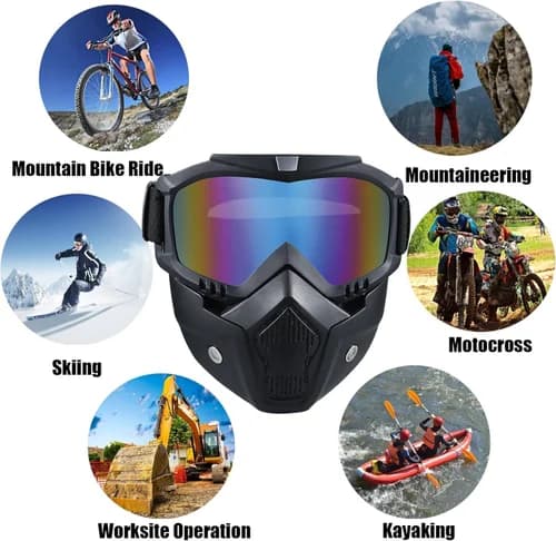 Bike Riding Goggles with Detachable Rainbow Visor – Anti-Scratch, UV Protection & Windproof Face Shield - 4
