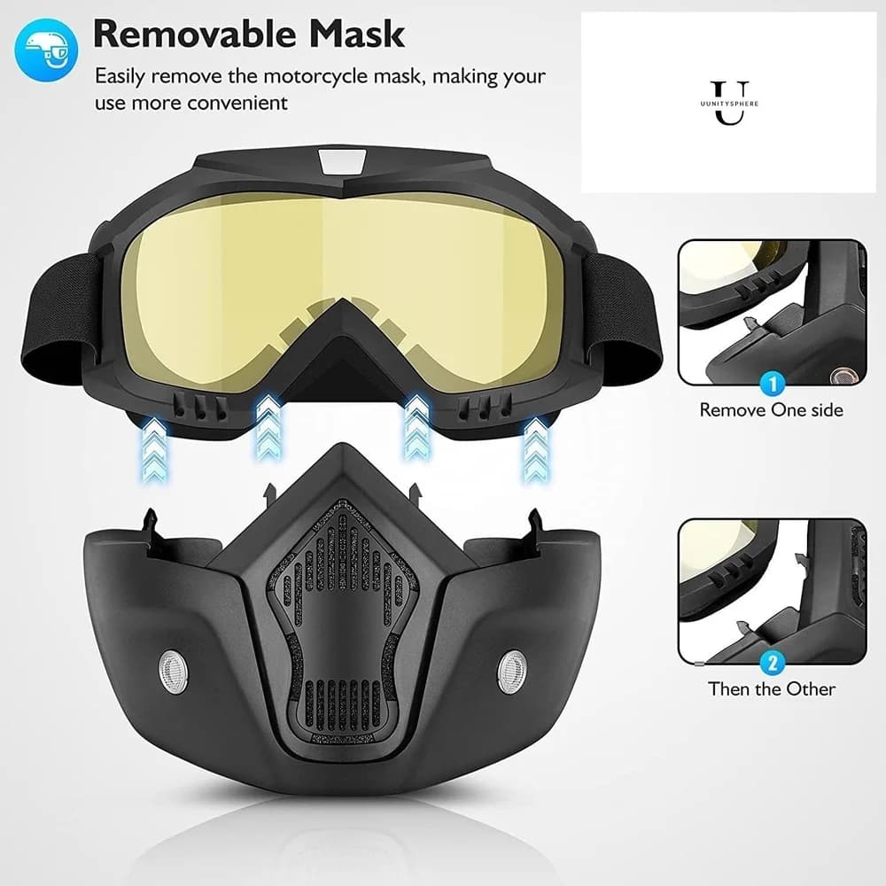 Bike Riding Goggles with Detachable Visor – Anti-Scratch, UV Protection & Windproof Face Shield - 3