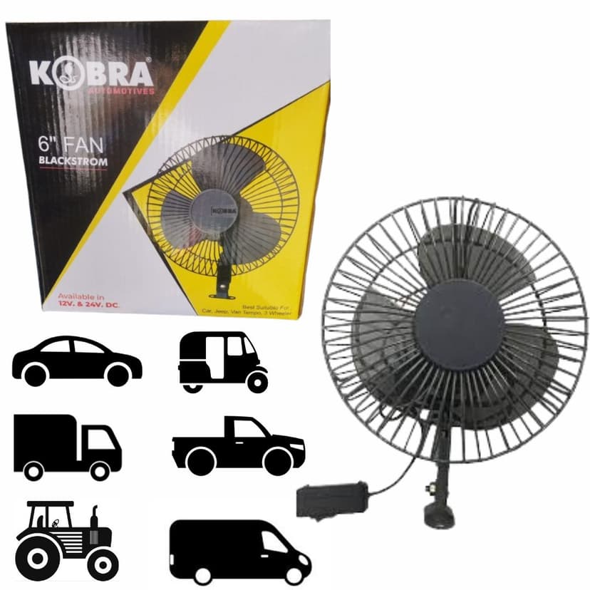 High-Performance 6-Inch 12V Fan for Vehicle Cabin