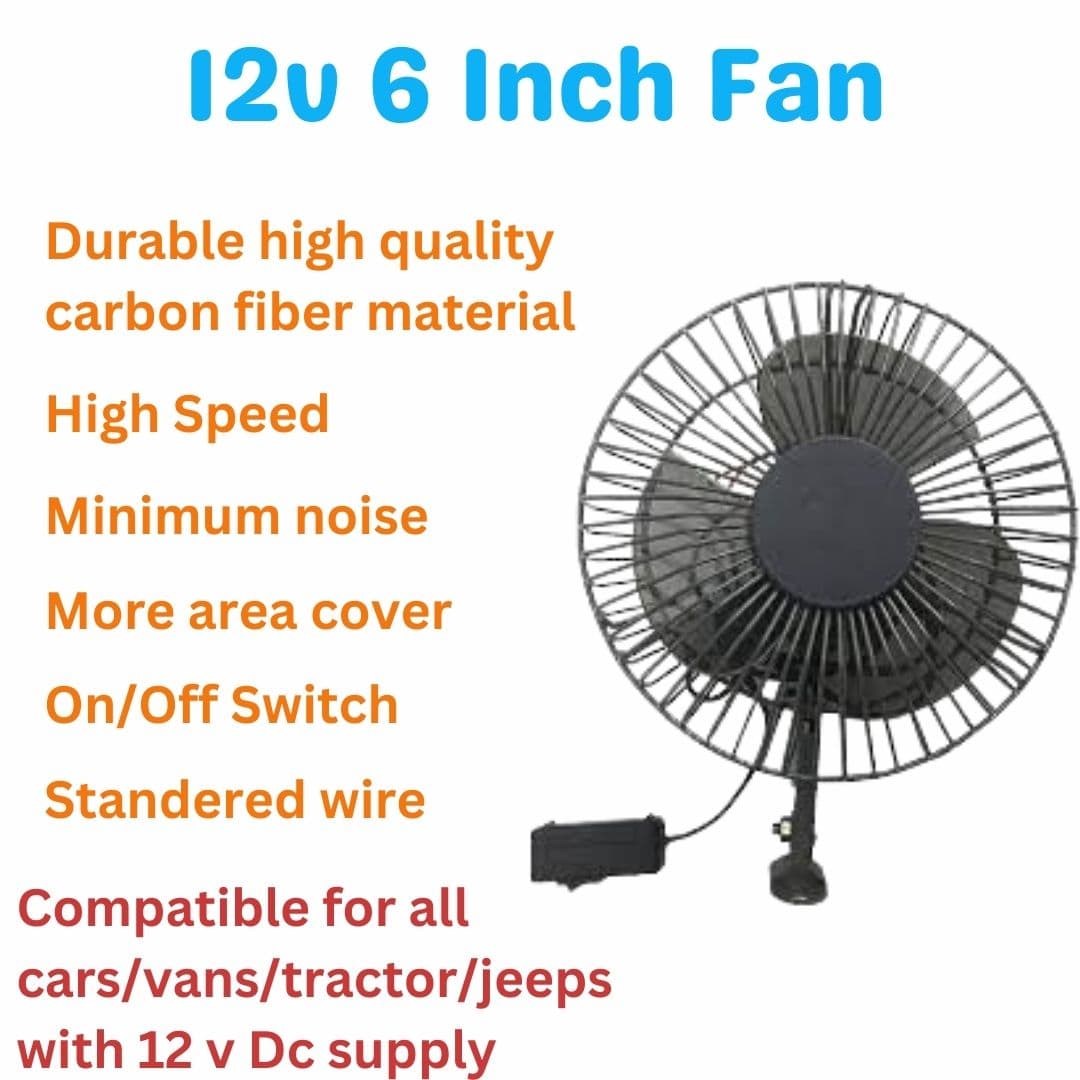High-Performance 6-Inch 12V Fan for Vehicle Cabin - 2