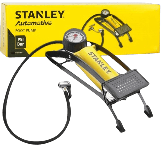 Stanley STHT80894-1 Heavy-Duty Foot Pump – High-Pressure Air Pump for Tyres, Inflatables, and DIY Use