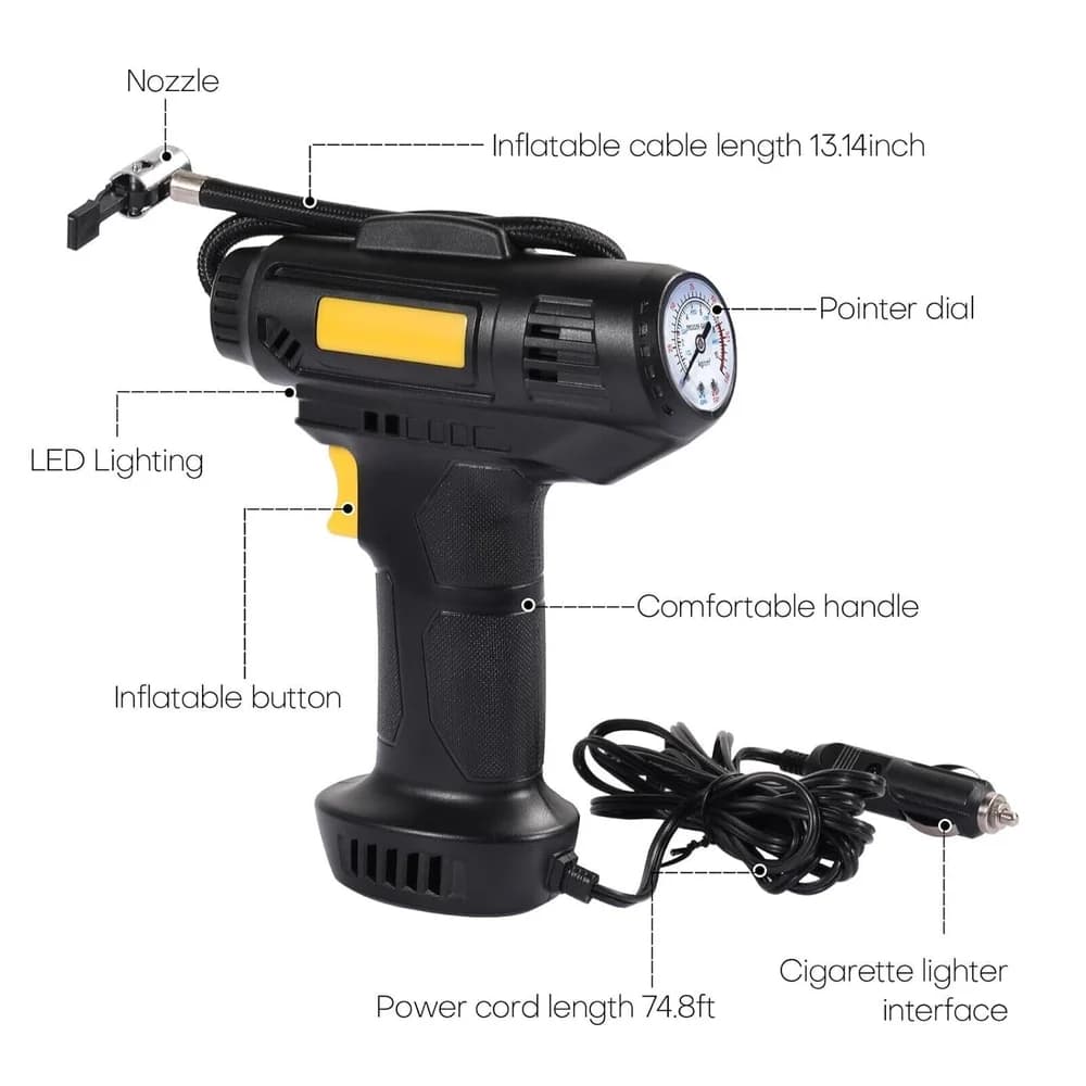 Portable Air Pump | For Cars, Bikes, Footballs & Inflatable Products - 2