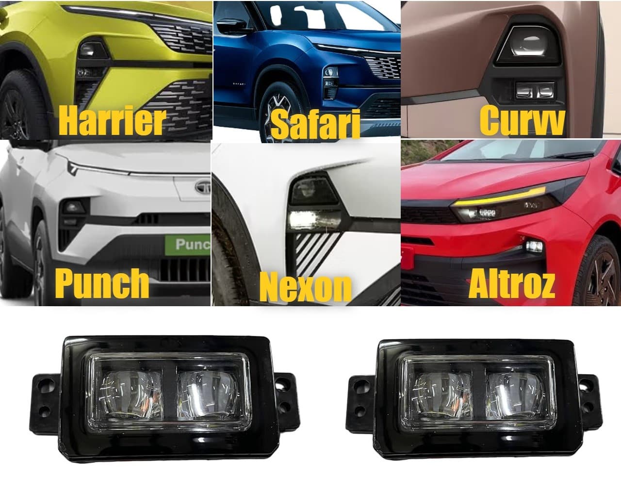 Tata Oem Type Fog Light For Nexon, Punch, Harrier, Curvv, Altroz & Safari | High Brightness Original Fitment Fog Lamp Set - 1