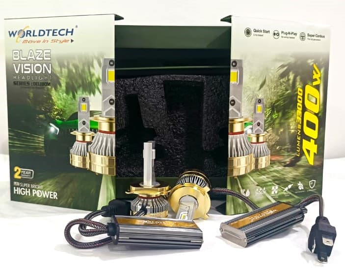 Worldtech 400W Car Headlight LED Bulb | 33,000 Lumens | Warm White Ultra-Bright High-Power Headlamp for Superior Night Visibility