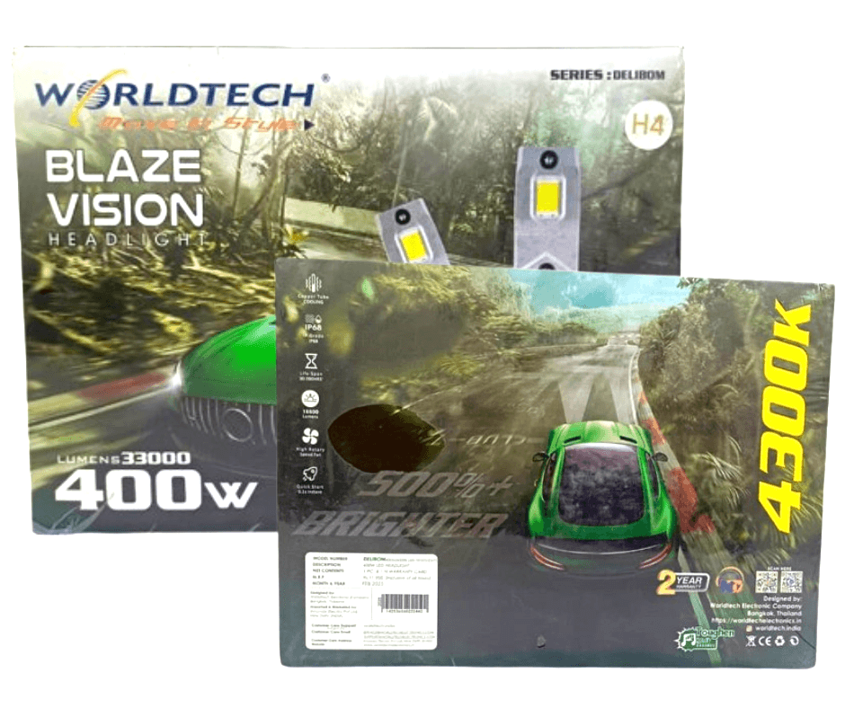 Worldtech 400W Car Headlight LED Bulb | 33,000 Lumens | Warm White Ultra-Bright High-Power Headlamp for Superior Night Visibility - 4
