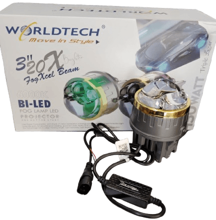 Worldtech 150 Watt 3 inch Tripple Lazer Moonlight Bi-Led 6000K Tri colour Projector Fog Light - 1