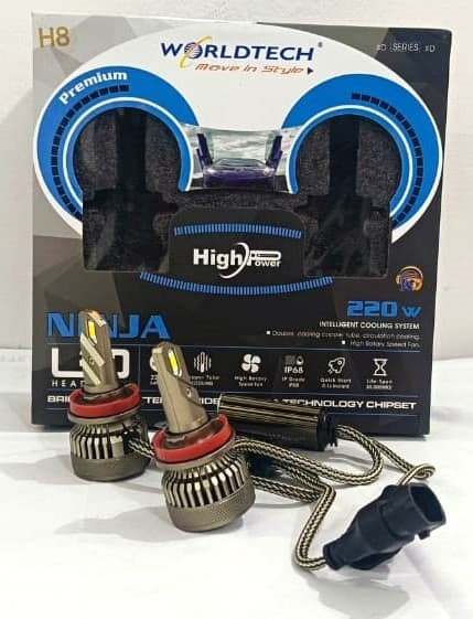Worldtech 220W H8 LED Fog Light Bulb | High-Intensity LED for Improved Night Visibility in Most Cars