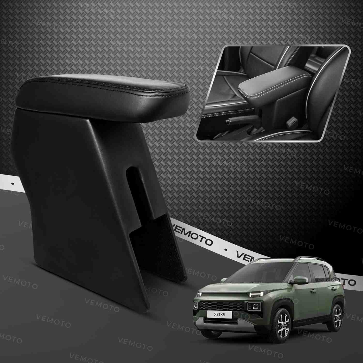 Vemoto™ 2.0 High-end Car Center Armrest With Storage Compartment And Ultimate Comfort For Hyundai Exter (black) - 1