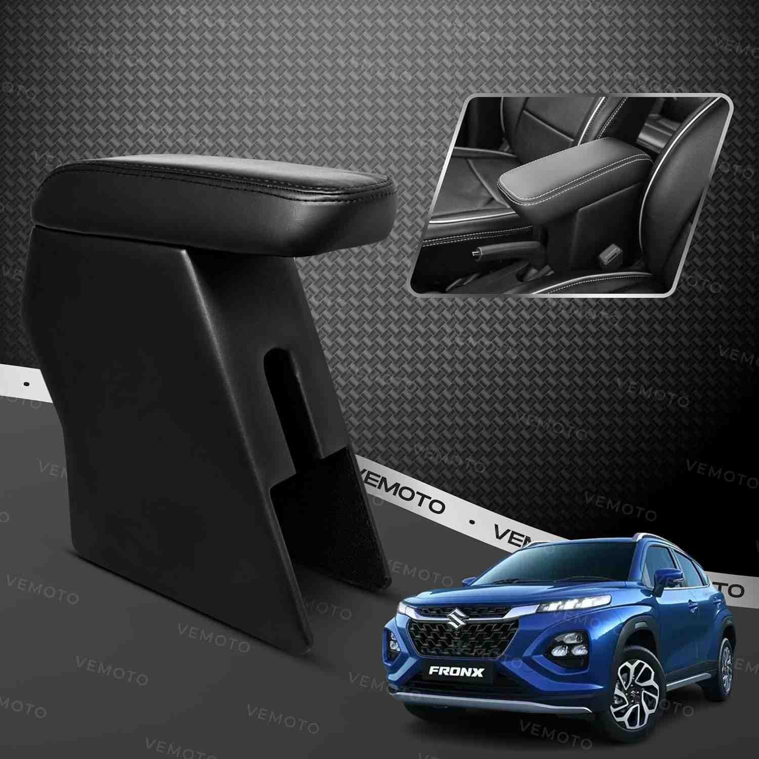 Vemoto™ 2.0 High-end Car Center Armrest With Storage Compartment And Ultimate Comfort For Maruti Suzuki Fronx (black) - 1