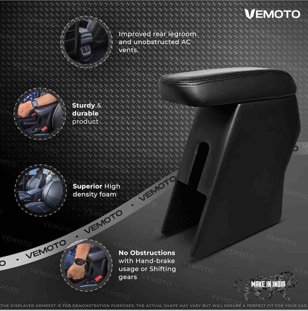 Ca04 Vemoto™ 2.0 High-end Car Center Armrest With Storage Compartment And Ultimate Comfort For New Maruti Suzuki Brezza (2022+ Models) (black) - 2