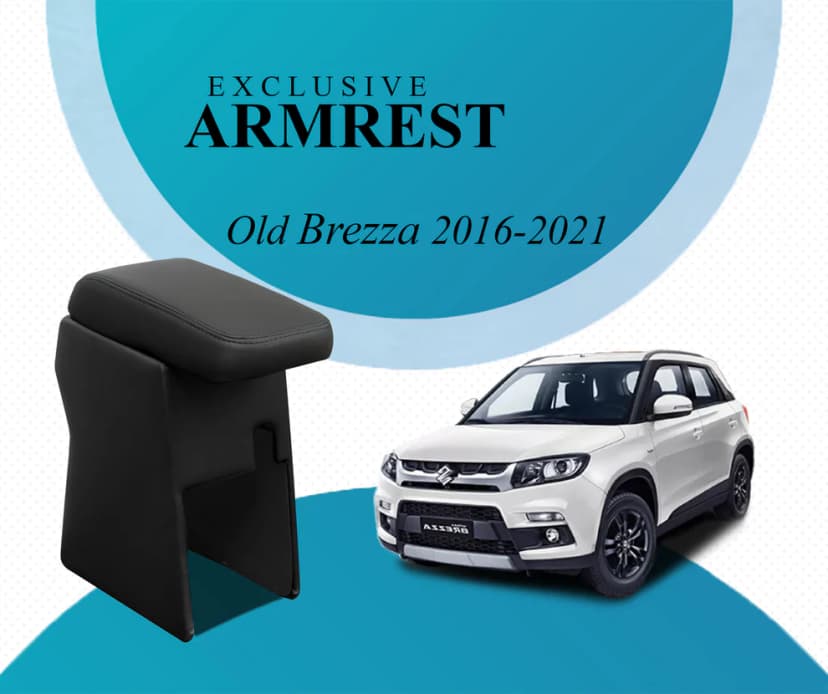 Pabla Car Center Armrest Compatible With Nexa Old Brezza 2016-2022, S-cross, Grand Vitara, Toyota Hyryder , Black, Premium Comfort Padding, Spacious Storage Compartment, Easy Installation