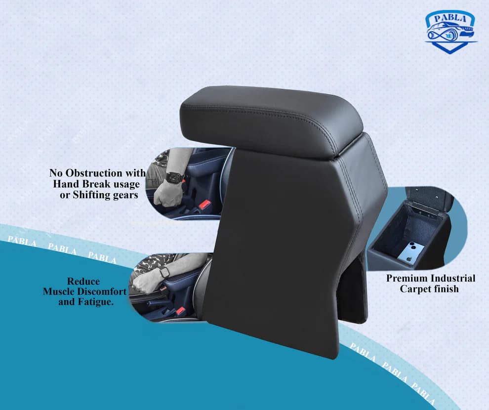 Pabla Premium Car Armrest With Storage For Swift 2011-2023,eon Old Dzire 2016 /dzire Tour/celerio/ritz,sx4/ignish/tata Vista/manza/zest/bolt/amaze,mobilio,brio,brv(black) - 3