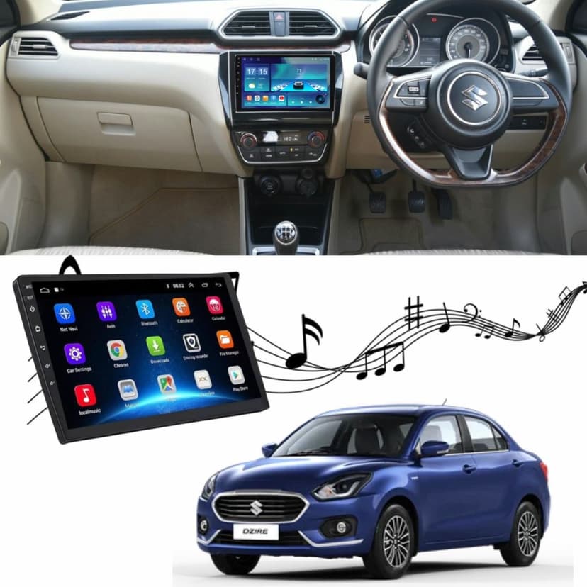 Suzuki New Dzire 2017 To 2023 9 Inch Android Car System with 2GB RAM And 32GB ROM Storage