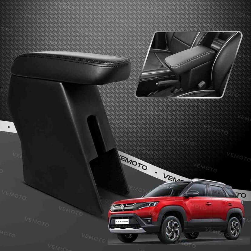 Ca04 Vemoto™ 2.0 High-end Car Center Armrest With Storage Compartment And Ultimate Comfort For New Maruti Suzuki Brezza (2022+ Models) (black)